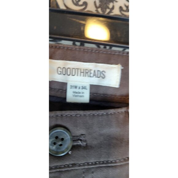 Goodthreads Pants Mens 31x34 Brown Fit 5 Pocket Chino Casual Cotton - Picture 7 of 15